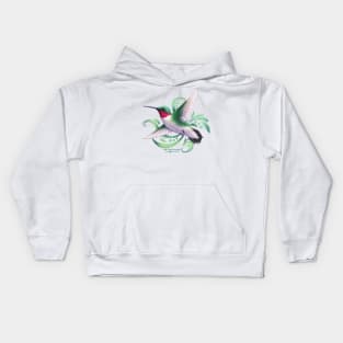 Ruby Throated Hummingbird Kids Hoodie